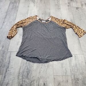 Maurices Leopard Black Stripped Shirt